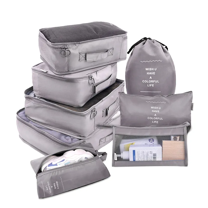 Bolsa de almacenamiento portátil para zapatos, bolsa organizadora de viaje, juegos de bolsas de compresión para equipaje, cubos de embalaje comprimibles, 8 piezas