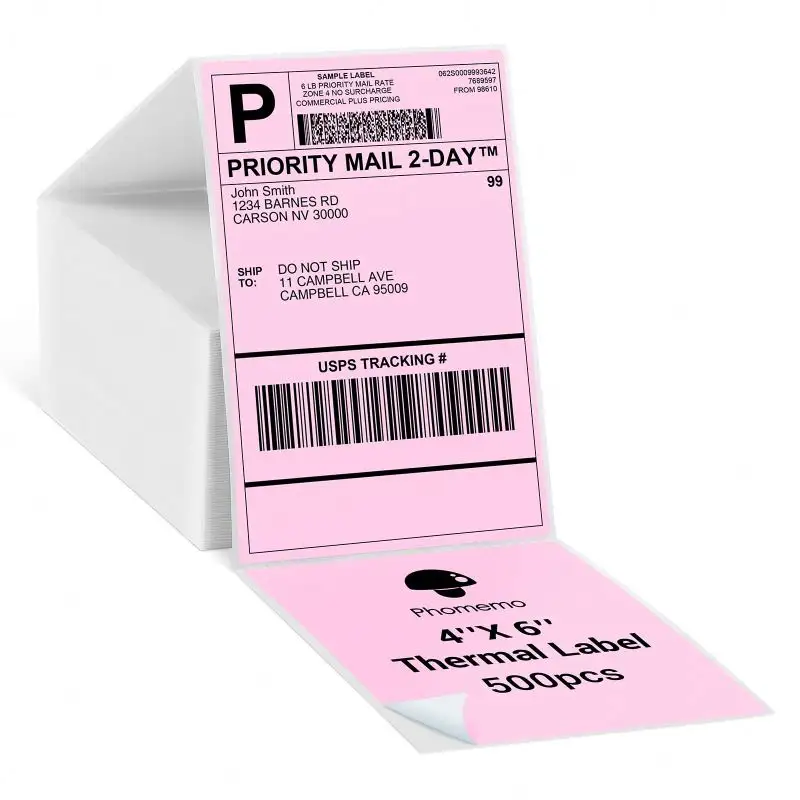 Phomemo сложенный розовый синий розовый белый разноцветный 500 лист доставка этикетка почтовый адрес этикетка 4*6 размер для Brother