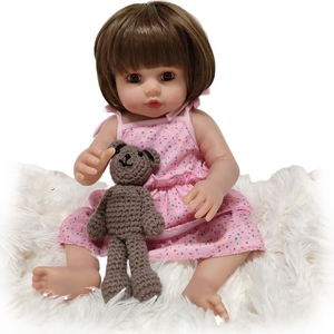 Muñecas Bebé <span class=keywords><strong>Reborn</strong></span> de Silicona Realistas de 18 Pulgadas, <span class=keywords><strong>Tipo</strong></span> Nuevo, de Vinilo, con Vestido Rosa, Gran Venta - Product Image 1