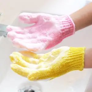 Toptan özel beş parmak peeling banyo eldiveni ölü cilt sökücü eldiven