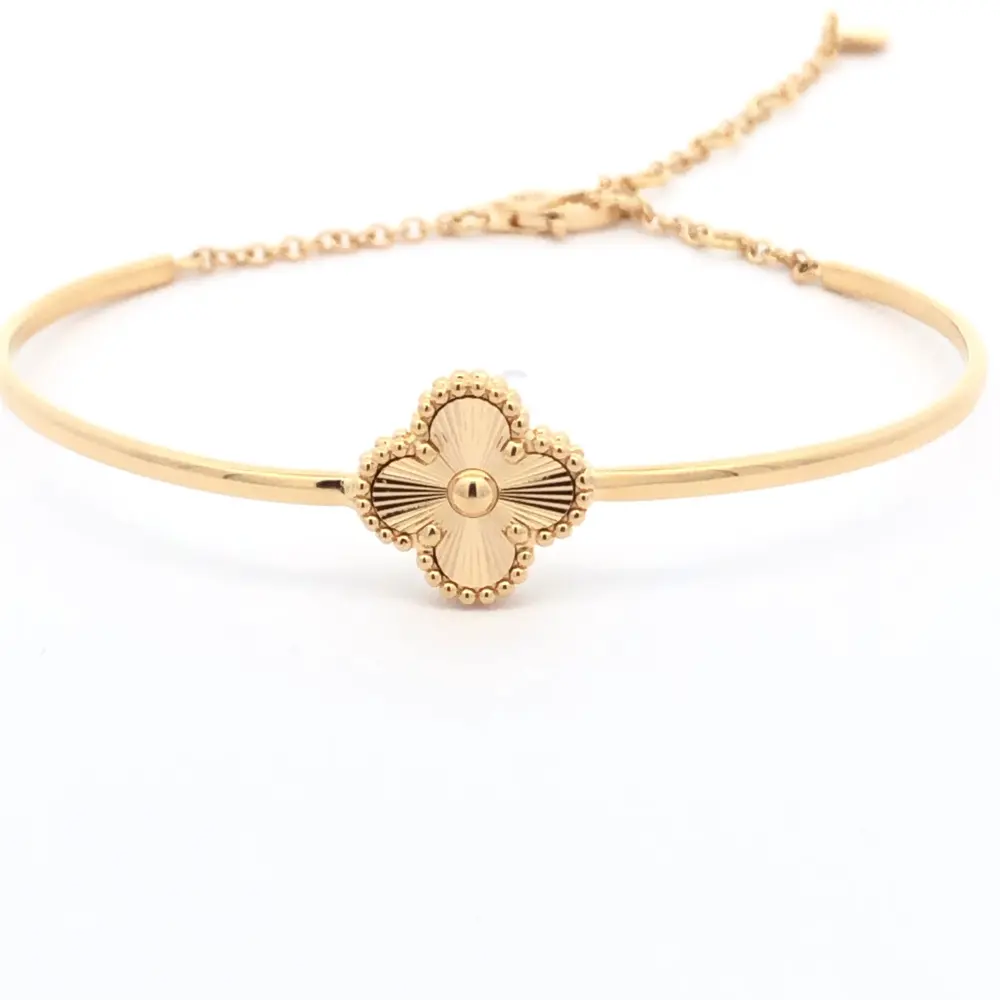 DiamondX 14 Karat Gold Diamant schliff Single Clover Armband Verstellbare Größe Armreif für Kleinkinder