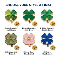 Épinglette personnalisée en or plaqué or avec trèfle à quatre feuilles en émail doux |   Fabricant de badges en métal moulé sous pression OEM Lucky Shamrock