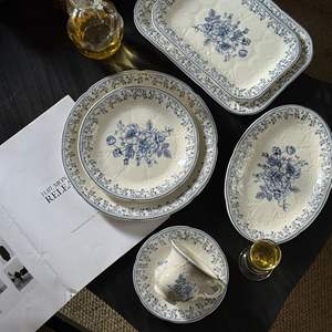 Nouvelles tasses en céramique bleues et blanches de style chinois, assiettes, ensemble d'assiettes à desserts occidentaux - Product Image 2