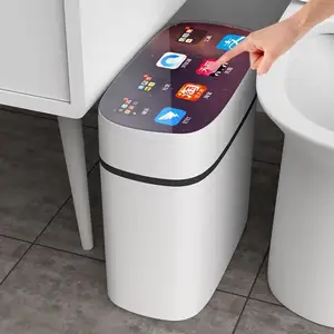 Lixeira de lixo automático inteligente, lixeira de lixo automático inteligente com sensor para cozinha, lixeira de lixo com tampa para casa, quarto, banheiro, estreita lixeira de lixo