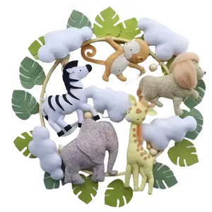 Best Seller Montessori Educational Toy Product Jungle Forest Safari Animal Felt Handmade Baby Mobile For Nursery Room Decoration