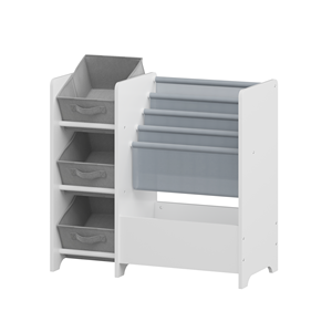 Étagère à livres pour enfants à 4 niveaux avec 3 tiroirs en tissu, organisateur <span class=keywords><strong>de</strong></span> rangement multifonctionnel pour jouets pour enfants, chambre d'enfant et crèche - Product Image 4