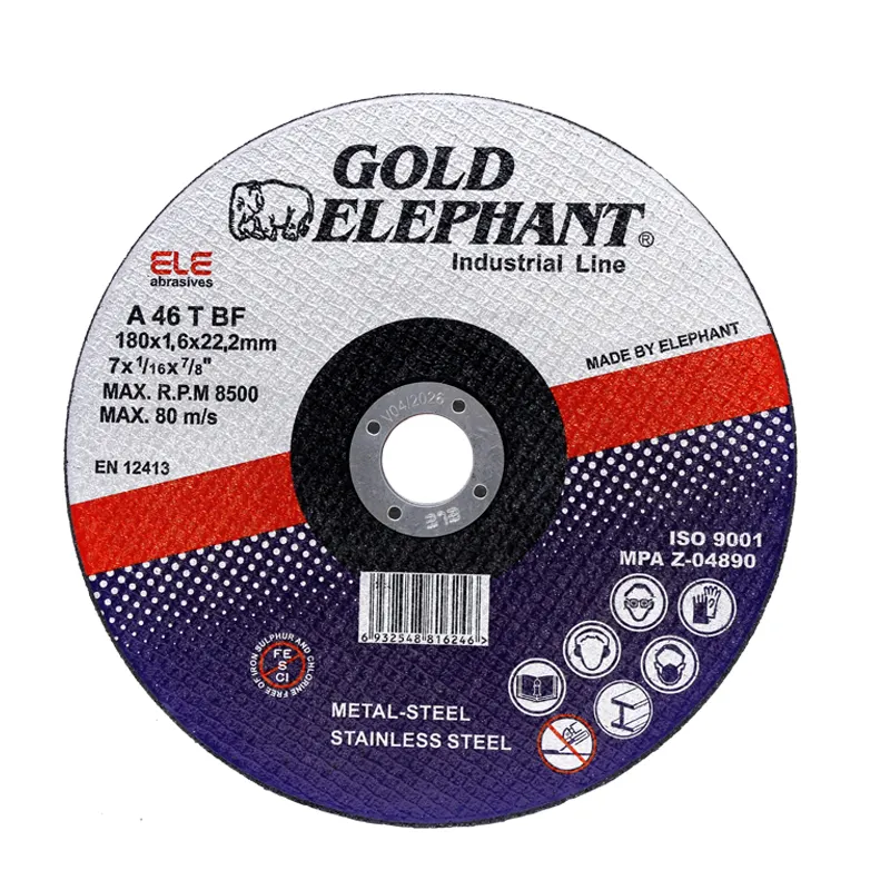 गोल्ड एलीफेंट फैक्टरी मूल्य आयरन कटिंग डिस्क 7 इंच 180x1.6x22.2 मिमी धातु काटने का पहिया