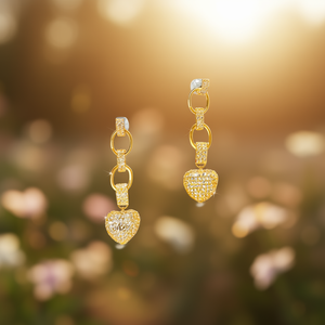 Orecchini Pendenti in Cristallo Taglio Cuore Grace Placcati Oro Gioielli alla Moda per Donna - Product Image 2