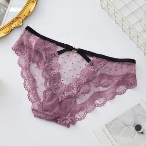 Lencería Sexy de Encaje para Mujer al por Mayor, <span class=keywords><strong>Bragas</strong></span> Transparentes con Puntos, Talla Grande, Estilo Juvenil, Transpirables - Product Image 3