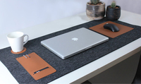 Tapis de bureau multifonctionnel classique en cuir marron écologique avec support pour stylo, pochette pour cartes, organiseur, pour jeux, PC, ordinateur portable et protection thermique
