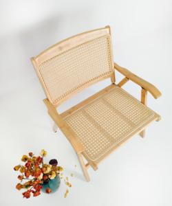 Silla plegable moderna de bambú con tejido de ratán para uso en el salón - Product Image 3