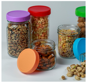 Couvercles <span class=keywords><strong>de</strong></span> bocaux en plastique à ouverture standard, design moderne, étanches, avec anneau en silicone, bouchons colorés réutilisables pour la mise en <span class=keywords><strong>conserve</strong></span> - Product Image 5