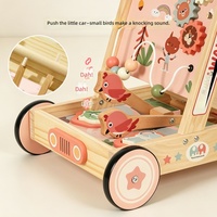 Marche-bébé en bois rose, panneau multi-activités pour l'éducation précoce, engrenages rotatifs, chariot de marche antidérapant, Montessori, motricité fine