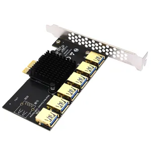 TISHRIC Riser PCI Express X16 PCI-E Riser Card 1 To 6 USB3.0 Hub Riser Mining Adapter PCI Express Multiplier