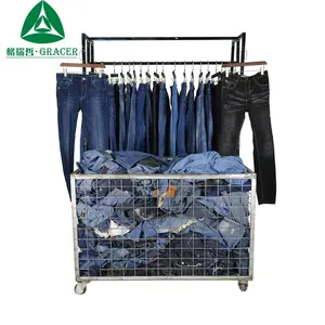 China second hand clothes bales wholesale vintage clothing used jeans clothing line