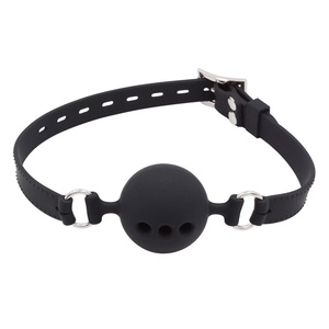 YPM Détachable Ball <span class=keywords><strong>Gag</strong></span> Noir Silicone Bouche <span class=keywords><strong>Gag</strong></span> <span class=keywords><strong>3</strong></span> Trous Respirants Boule Plug pour SM Jeux Jouets Adultes - Product Image 1