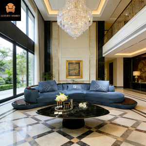 Ensemble de canapés de luxe pour hôtel, villa, club, canapé en tissu velours, sectionnels, demi-rond, bleu, meubles de maison, salon, canapé en cuir moderne - Product Image 1