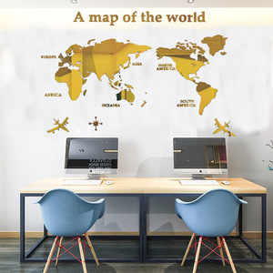 Autocollants muraux en acrylique 3D en forme de carte du monde, en cristal solide, pour chambre à coucher, salon, salle de classe, bureau, décoration, vente en gros OEM - Product Image 6