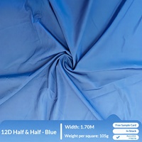 Tissu tricoté en maille de polyester 12D semi-double face bleu, haute élasticité, doux pour la peau, couleur unie, pour robes et cheongsams, teinture