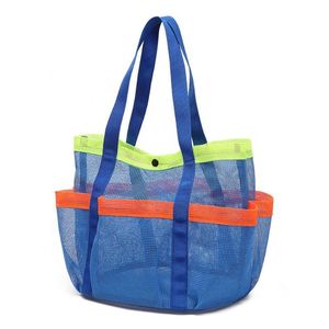 Bolsa de playa de verano para niños, bolsa de malla para almacenamiento, bolsa portátil para natación y playa, bolsa organizadora de vacaciones en la playa con múltiples bolsillos - Product Image 6