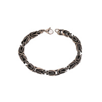 Bracelet chaîne byzantine noire en gros pour hommes, en acier inoxydable, maillons carrés, style hip-hop, vintage, bijoux de luxe tendance