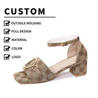 Chaussures pour femmes de style nouveau personnalisées, sandales sexy de luxe à talons hauts, chaussures de plage pour femmes, dessus brodé, talon épais en forme de D, 5 cm