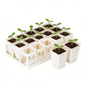 Gobelets <span class=keywords><strong>de</strong></span> pépinière carrés réutilisables en plastique - Barquettes écologiques pour semis <span class=keywords><strong>de</strong></span> jardin et plantes d'intérieur - Alternative durable aux pots en tourbe - Product Image 1