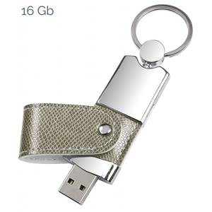 Memoria USB de Cuero Plateado de 16 GB con Diseño de Llavero, Cuerpo Metálico, Almacenamiento Duradero - Product Image 1