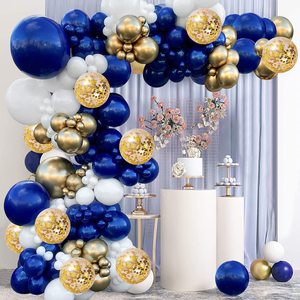 Kit d'arche de ballons de confettis <span class=keywords><strong>bleu</strong></span> marine, or et blanc de 131 pièces pour les décorations de fête d'anniversaire, de baby shower, de mariage, de remise de diplôme - Product Image 2