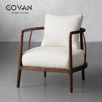 Fauteuil lounge en lin de style moderne avec pieds en bois, meubles de salon