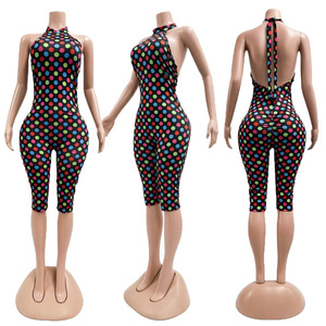 CM60313 Ropa de Mujer, <span class=keywords><strong>Mono</strong></span> de Verano con Estampado de <span class=keywords><strong>Lunares</strong></span>, Elástico, Estilo Halter, Ropa de Calle, <span class=keywords><strong>Mono</strong></span> Ajustado de Una Pieza para Mujer - Product Image 6