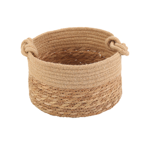 Best Selling Natural Hand-woven Straw and Jute Rope Storage Basket Fruit Basket
