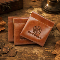 Pochette à monnaie en cuir PU en gros, fermeture à bouton-pression, mini sac de rangement à fermeture automatique, logo personnalisé en relief, style shrapnel en forme de noix pour bijoux