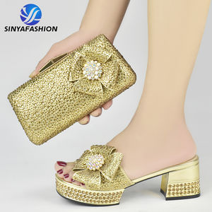 All'ingrosso Italiano Estate & Autunno Italiano Scarpe e Borsa di colore giallo per la sposa abbinamento matrimonio scarpe da sposa e borsa - Product Image 3