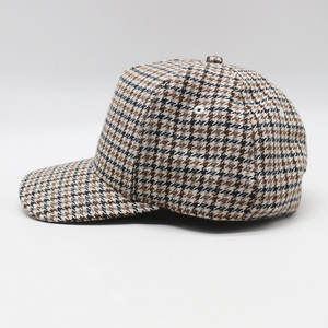 Casquette de baseball premium à motif pied-de-poule, visière incurvée, réglable, style décontracté, casquette de papa, accessoire de mode, logo personnalisé, vente en gros - Product Image 1