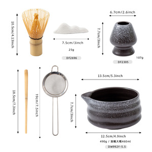 ชามมัทฉะสโตนแวร์วาบิซาบิสีดำพร้อมตัวกรองสำหรับอุปกรณ์พิธีชงชา - Product Image 2