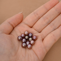 Perles rondes naturelles de couleur violette de 7-8 mm, perles cultivées authentiques semi-percées, pour boucles d'oreilles et bagues