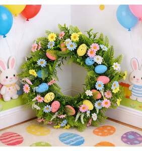 Decoraciones de Pascua Hechas a Mano, Juego de Guirnaldas de Huevos de Plástico Ecológicos para Decoración del Hogar en Pascua - Product Image 1