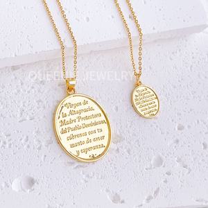 Collier Pendentif Personnalisé en Or Plaqué Or 18K avec Croix de Jésus <span class=keywords><strong>CHRISTOPHER</strong></span> et Pièce de Monnaie pour Hommes et Femmes - Product Image 6