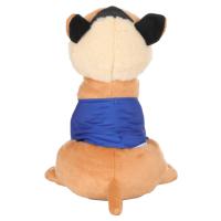 Peluche adorable de bouledogue français assis avec vêtements bleus, jouet en peluche doux pour enfants, décoration de canapé, cadeau