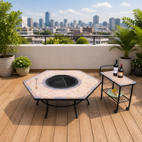 Table de loisirs extérieure moderne grande mosaïque BBQ foyer fer ensembles de jardin pour ferme hôtels parcs