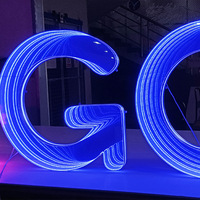 Lampu Neon LED Akrilik 3D Infinity Mirror Tunnel Karakter Bercahaya Tahan Air Dekorasi Lanskap Kustom