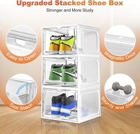 Boîte à chaussures empilable écologique et durable avec porte magnétique grande capacité pour salle de bain et cuisine