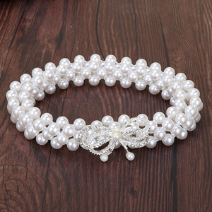 <span class=keywords><strong>Ceinture</strong></span> élastique pour <span class=keywords><strong>femme</strong></span> avec <span class=keywords><strong>perles</strong></span>, décoration de robe, boucle <span class=keywords><strong>en</strong></span> métal, ceintures de taille - Product Image 3