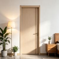 Puerta Interior de Madera Maciza de Teca Directo de Fábrica, Acabado en PVC, Sin Pintura, Resistente a la Deformación, Decoración para Escuelas y Hoteles
