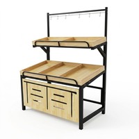 Étagère murale pour fruits et légumes, étagères de supermarché, présentoir mural pliable en bois pour légumes