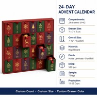 Boîte de calendrier de l'Avent personnalisable DIY 24 jours, style livre à portes rabattables avec fenêtres découpées, emballage de Noël OEM usine