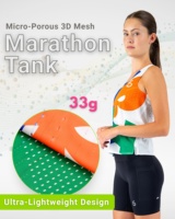 Débardeur de course haute performance pour femme en polyester, gilet de marathon avec canaux de drainage de la transpiration, marque privée OEM