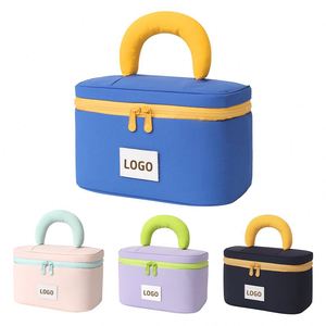 Custom Logo Makeup <b>Bag</b> with Sturdy Handle Water Resistant Cosmetic <b>Bag</b> with Double Zippers <b>Travel</b> <b>Toiletry</b> Organizer - Product Image 1