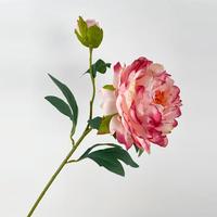 Fleur artificielle en soie pivoine à deux têtes, longue tige, aspect réaliste, faite à la main, moderne, pour décoration intérieure et photographie, Fête du Poisson d'avril